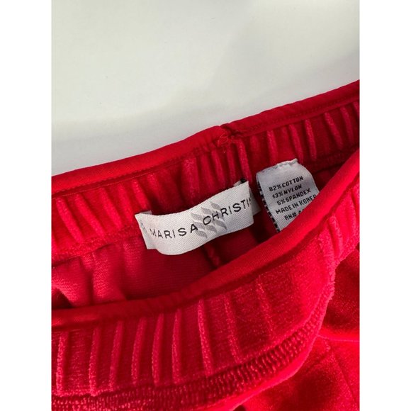 Marisa Christina Elastic Waist Pant Size Medium Red Cotton Blend Velour - Picture 2 of 16